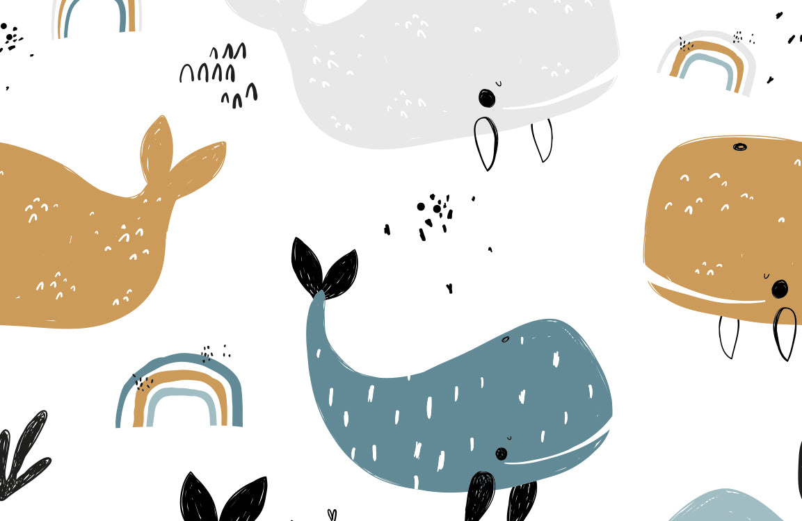 Whimsical Ocean Friends Kids Mural Wallpaper