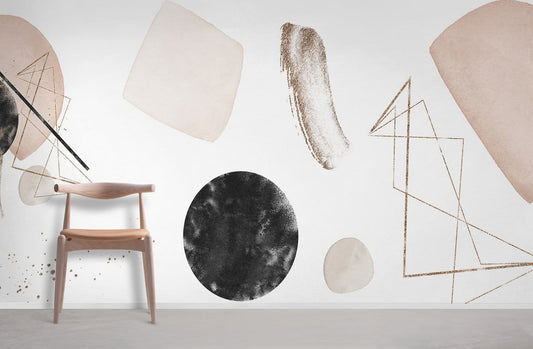 Home decoration with a mural of geometric wallpaper.