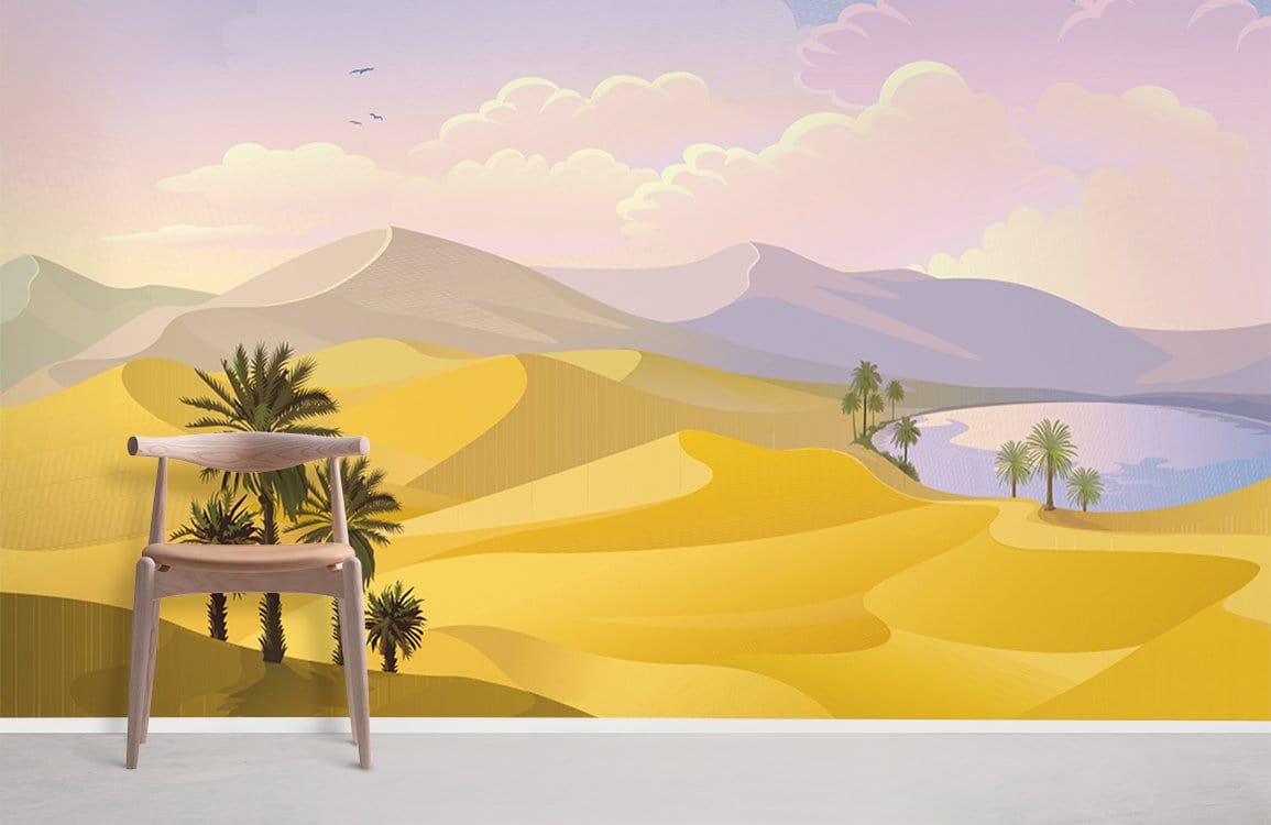 Serenity Desert Oasis Landscape Mural Wallpaper