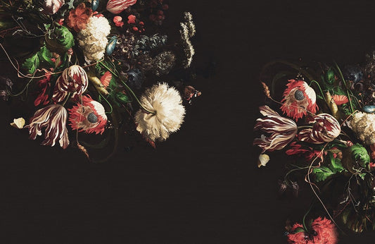 Luxurious Dark Floral Bouquet Vintage Style Mural Wallpaper in Rich Colours