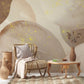 A wallpaper mural with watercolour circles for the hallway