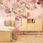 Bedroom mural with watercolor flowers