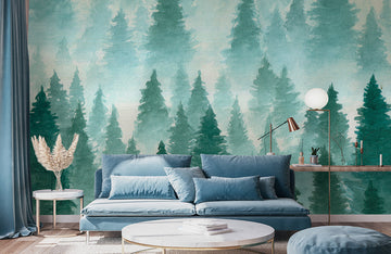 Serene Forest Watercolor Mural Wallpaper