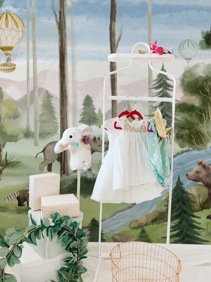 Watercolor Animals in the Jungle Wall Mural for Children's Rooms
