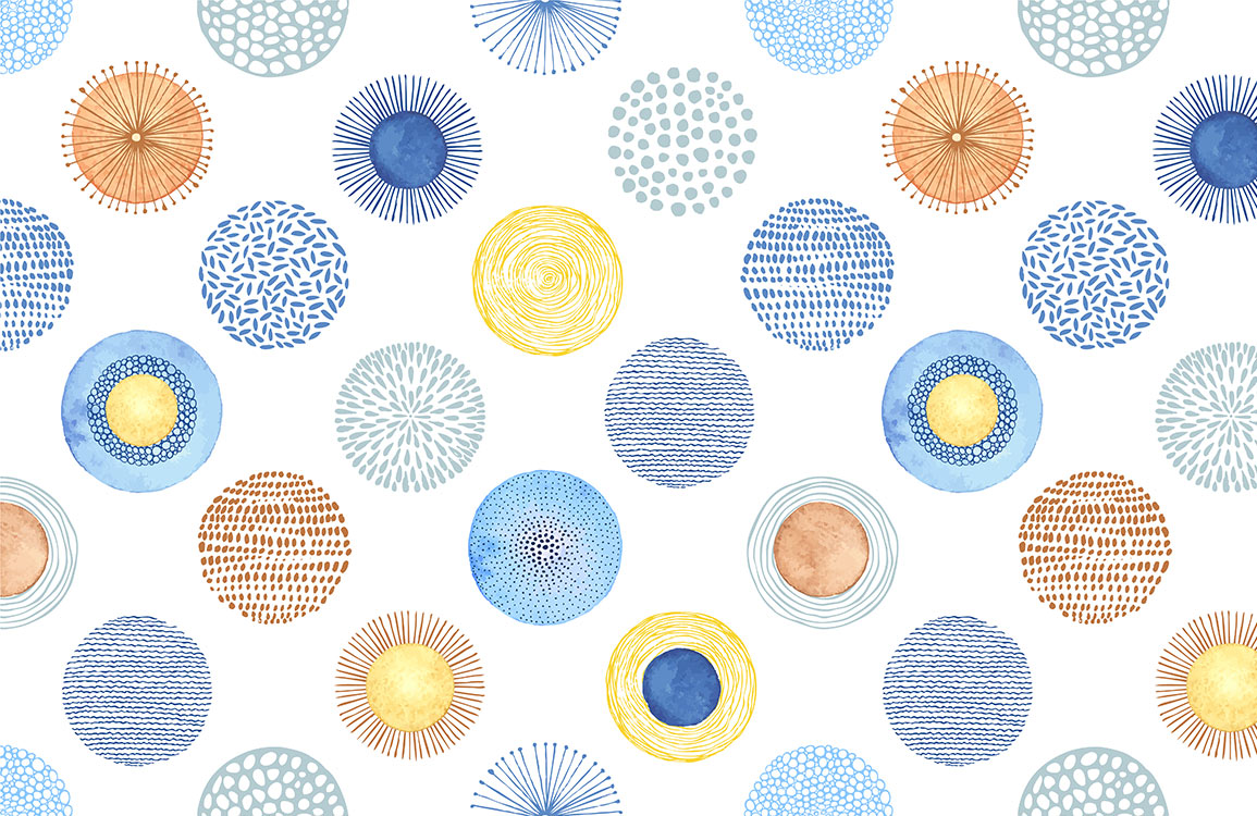Abstract Circular Geometric Blue Mural Wallpaper