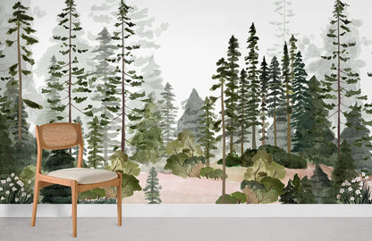 Mural Wallpaper of a Watercolor Forest to Adorn Your Home