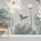 Elegant Lotus Floral Nature Mural Wallpaper