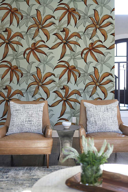 custom waving flowers wallpaper mural for living room decor