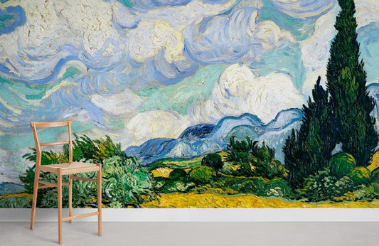 Van Gogh Wheatfield Artistic Mural Wallpaper