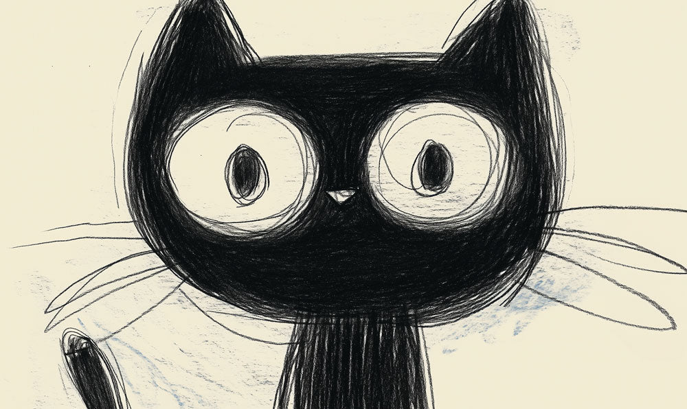 Whimsical Sketch Cat Mural Wallpaper