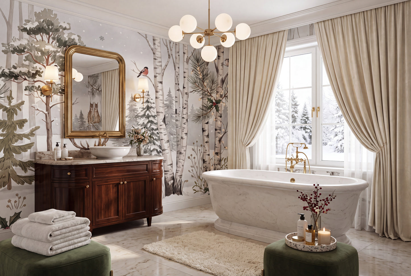 White Glacial Winter Forest Wallpaper Mural