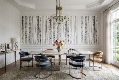 Simple White Birch Forest Wallpaper Mural room scene