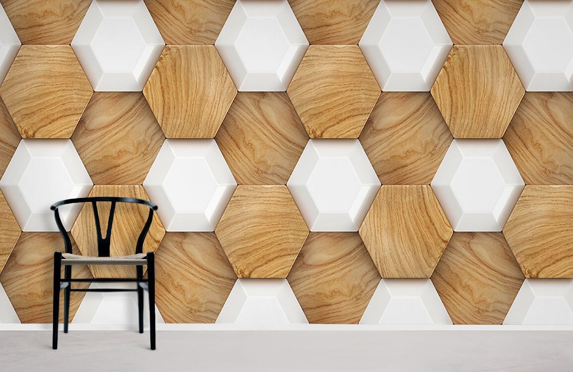 Modern Geometric Wood Texture Wallpaper Mural