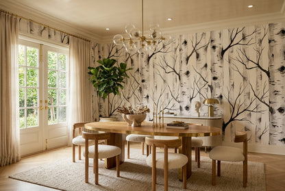 Delicate White Birch Forest Wallpaper Mural room scene
