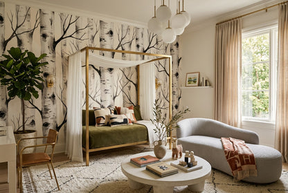 Delicate White Birch Forest Wallpaper Mural room scene