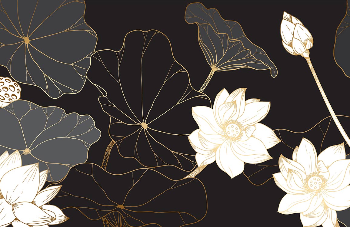 Papier Peint Panoramique Fleur de Lotus Blanc