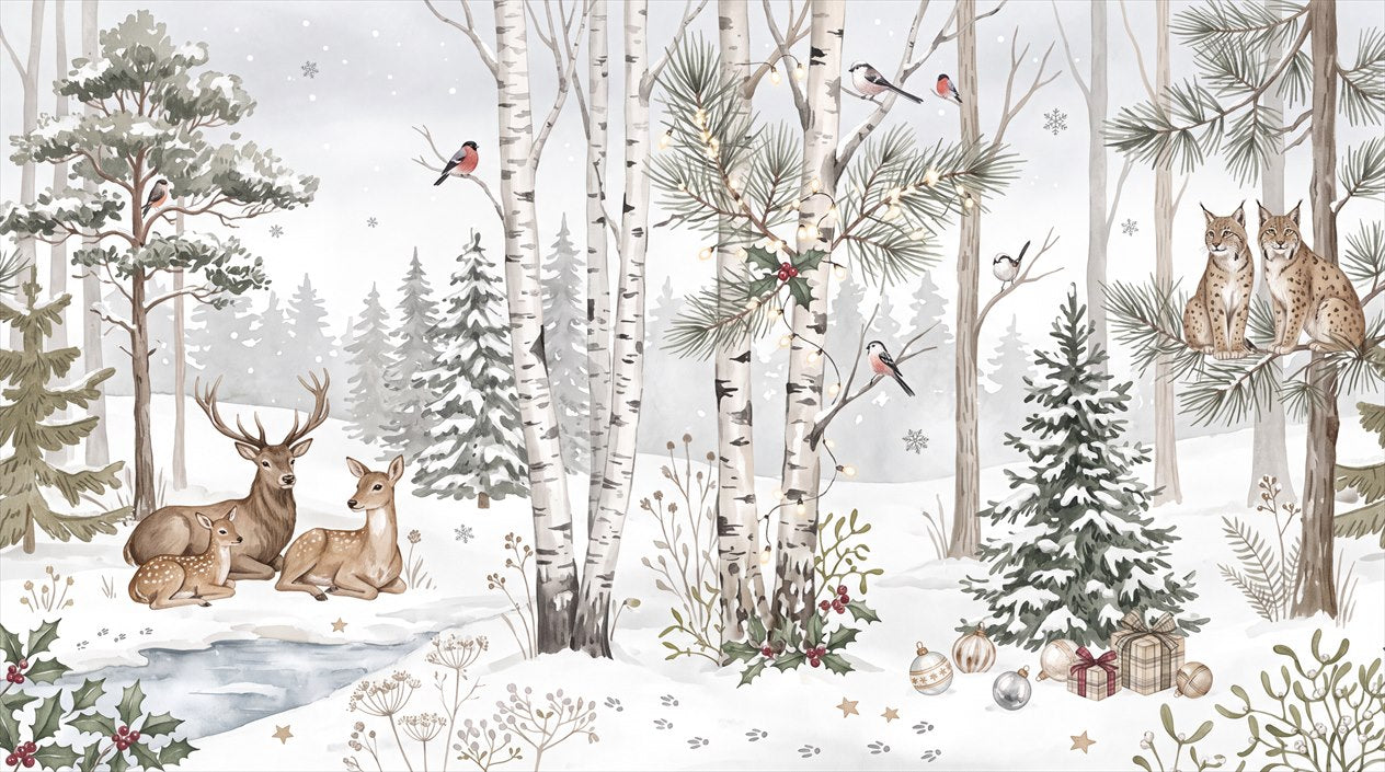 White Glacial Winter Forest Wallpaper Mural