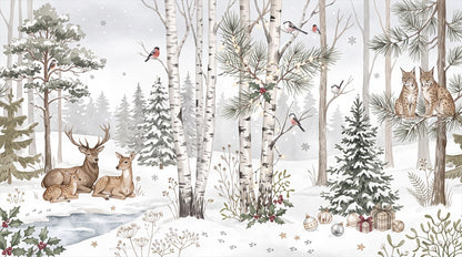 White Glacial Winter Forest Wallpaper Mural
