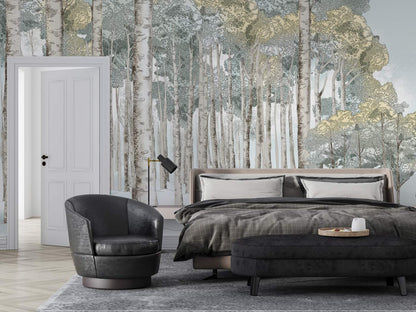 Horse in the Woods Wallpaper Mural for Use as a Decoration in Bedrooms