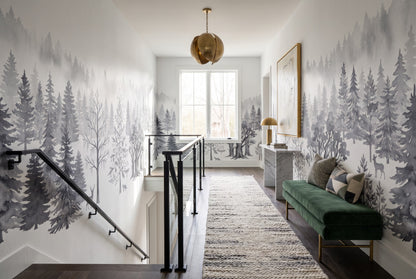 Gray Snow Winter Forest Wallpaper Mural