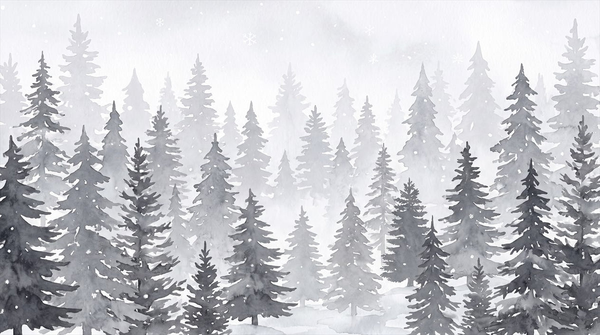 Gray Seasonal Winter Forest Wallpaper Mural