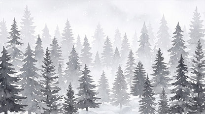 Gray Seasonal Winter Forest Wallpaper Mural