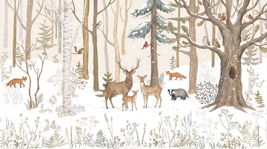 Frozen Tan Winter Forest Wallpaper Mural