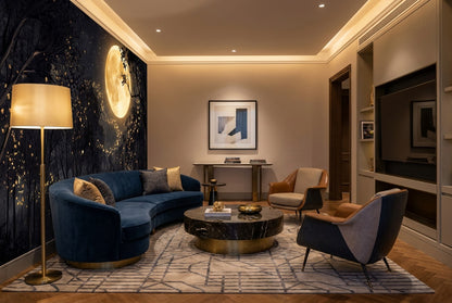 Golden Firefly Full Moon Forest Wallpaper Mural interior scene