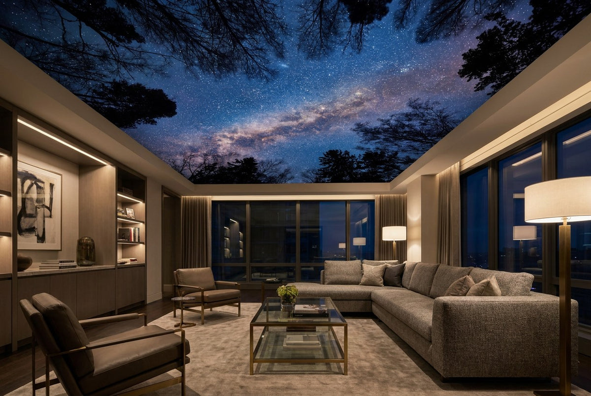 Starry Sky Pine Forest Wallpaper Mural interior scene