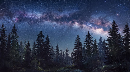Starry Milky Way Pine Forest Wallpaper Mural pattern artwork