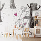 Whimsical Forest Animal Love Mural Wallpaper