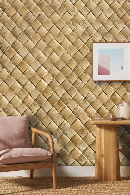 Wallpaper with a Bed Mat Pattern for the Living Room
