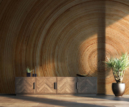 Wallpaper mural with a wood grain effect for use in decorating the hallway