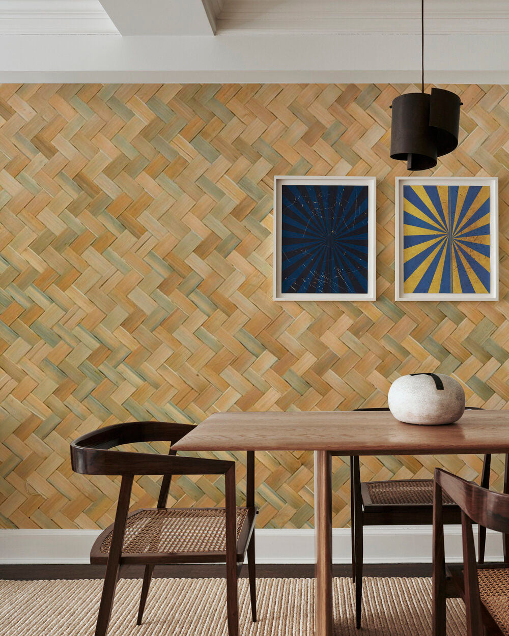 Warm Toned Herringbone Wood Mural Wallpaper