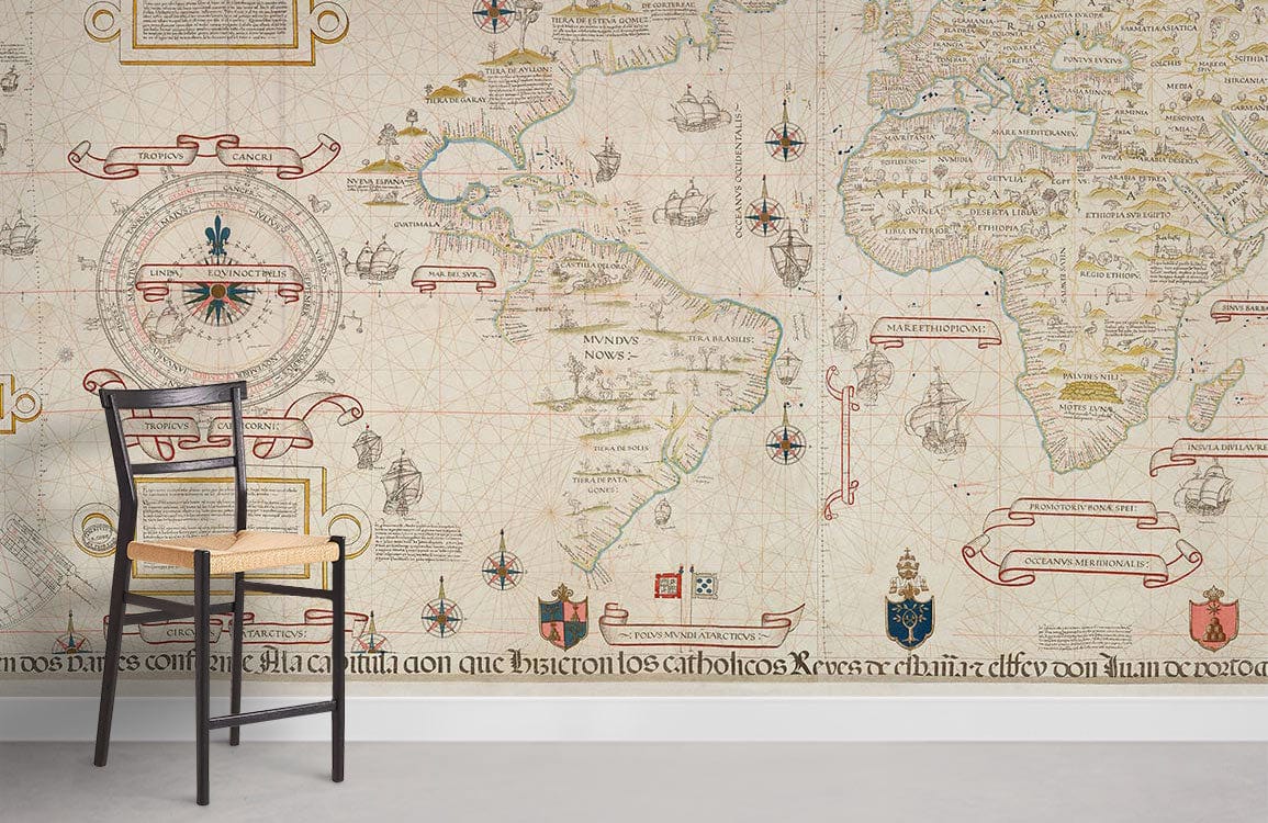 Antique World Map Vintage Wallpaper Mural