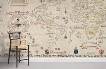 Antique World Map Vintage Wallpaper Mural