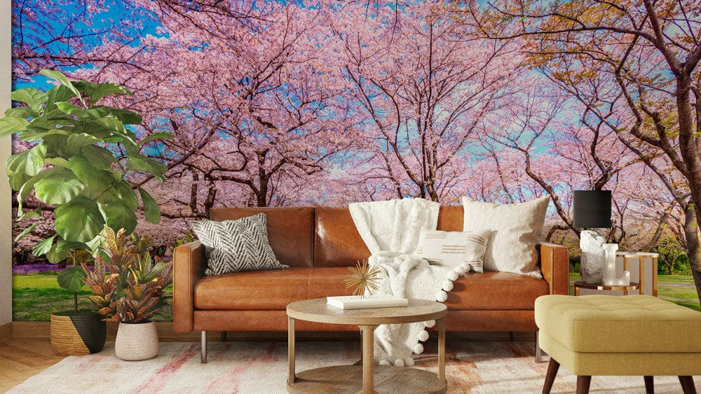 unique flower blossom wall mural art design