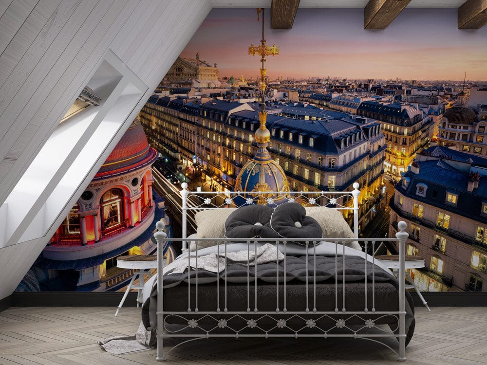 metropolis landscape of Paris mural decoration for bedroom