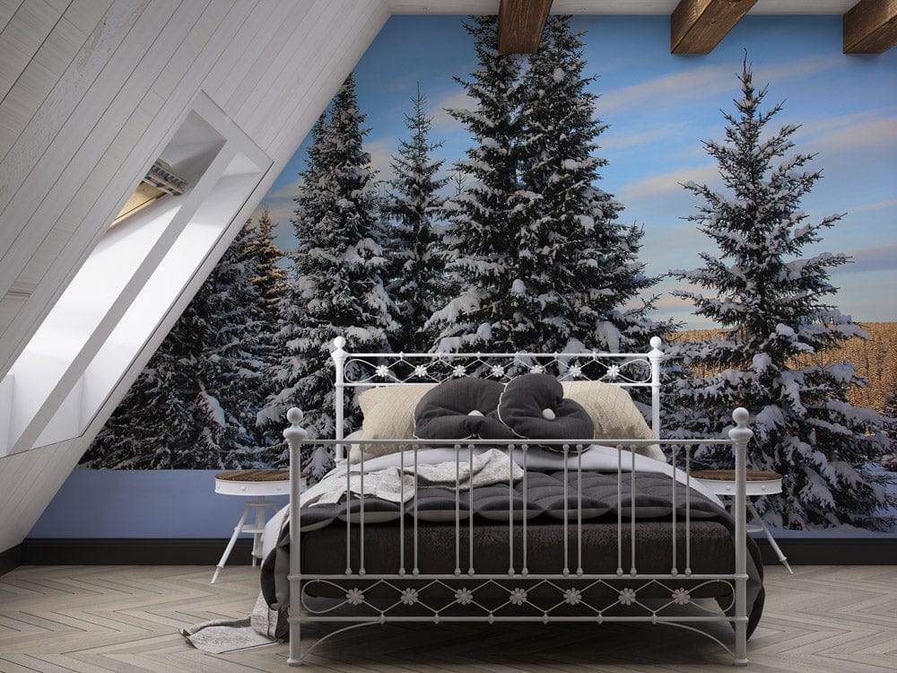 snow scenery wall murals for bedroom winter wallpaper art