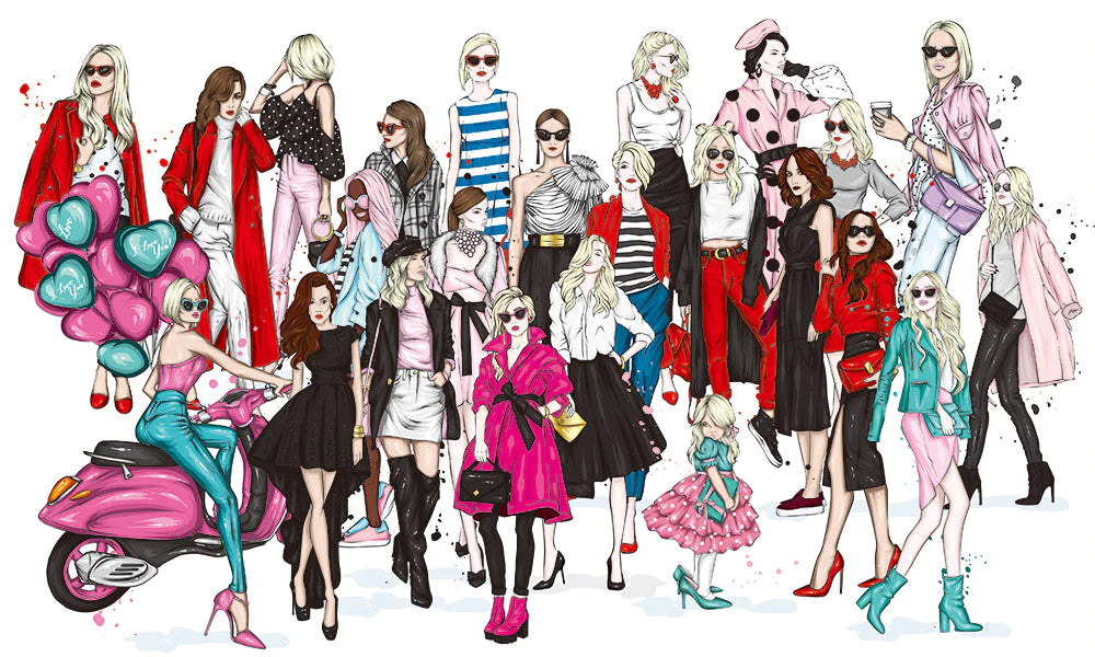 Chic Fashion Illustration Art Mural Wallpaper