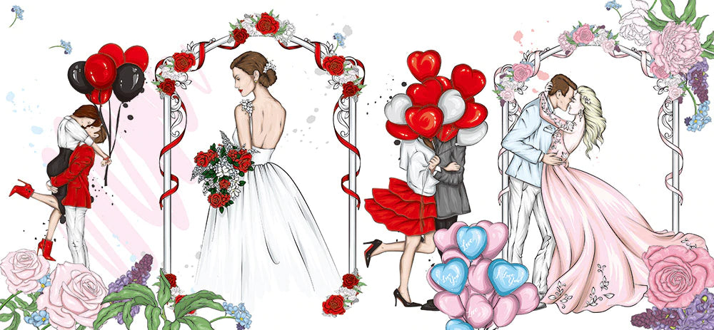 Romantic Floral Love Story Mural Wallpaper