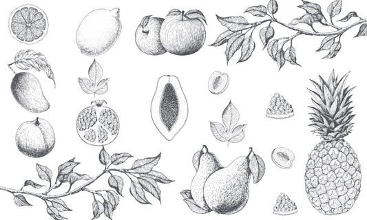 Kitchen Wall Mural with Fruit Print Wallpaper