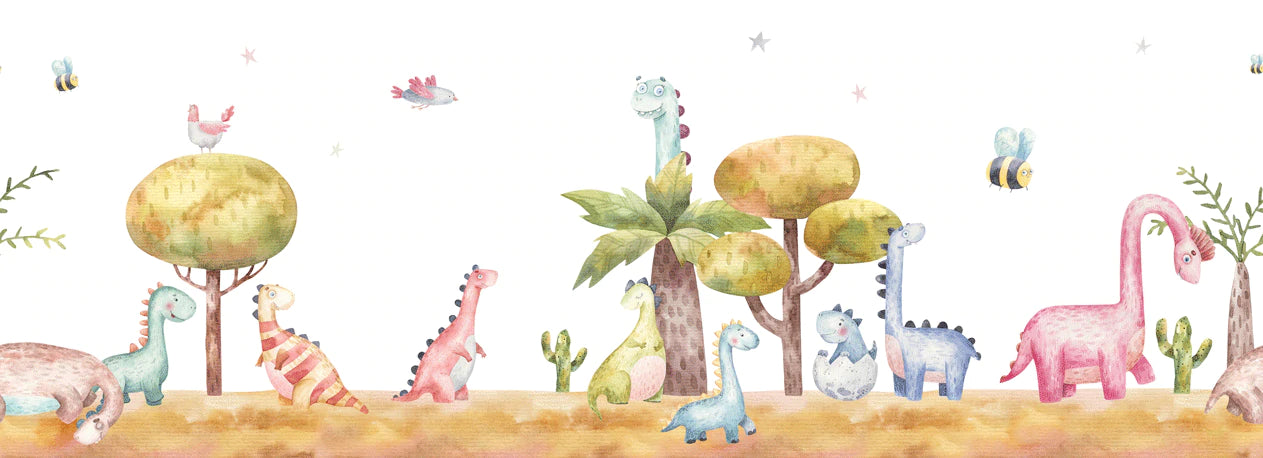 Decorate your walls with a dinosaur park wallpaper mural