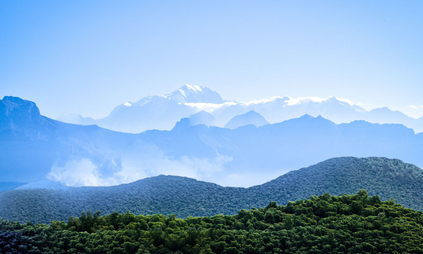 Serene Blue Mountain Landscape Mural for Wall