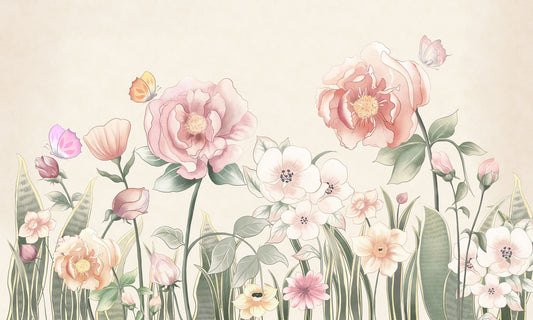 Vintage Floral Garden Wall Mural