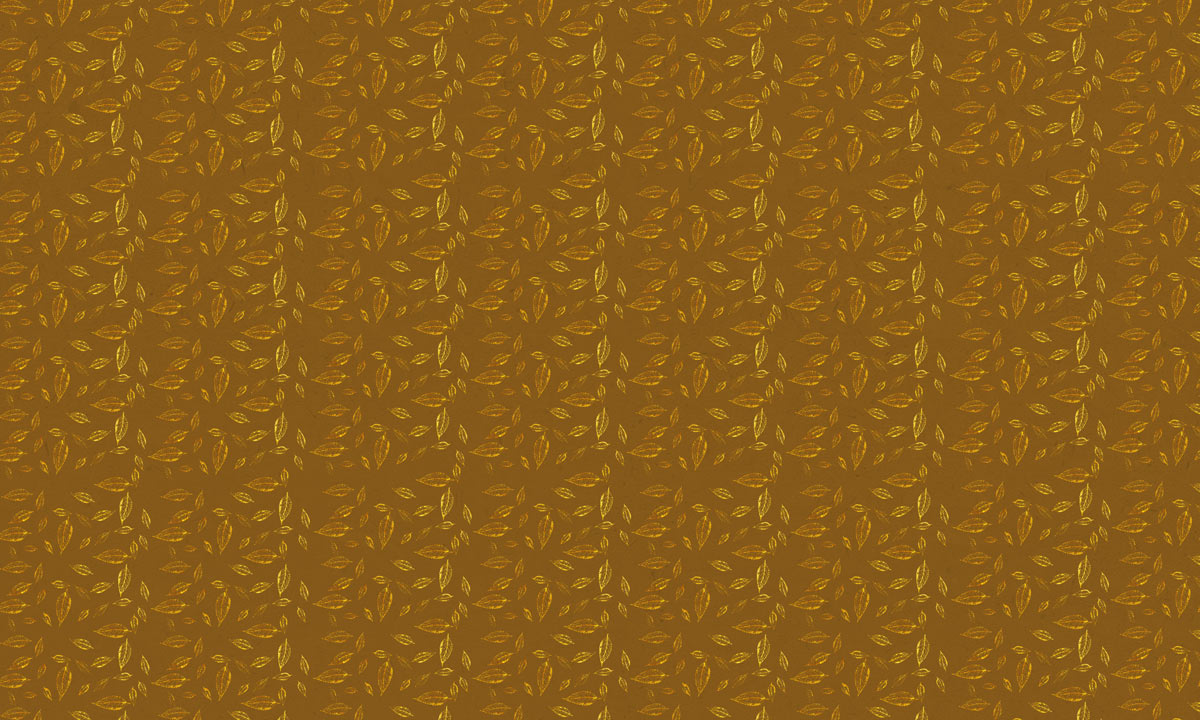 Wallpaper with Golden Leaves on a Brown Background