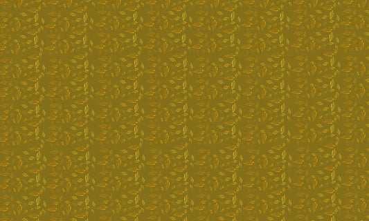 Home Decor Wallpaper Mural with Golden Leaves on a Green Background.