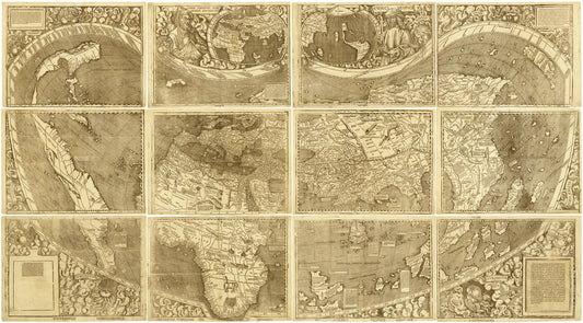 Renaissance World Map Sections Wallpaper Mural Design