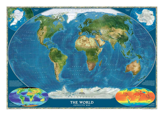 Papier Peint Panoramique Carte Satellite du Monde