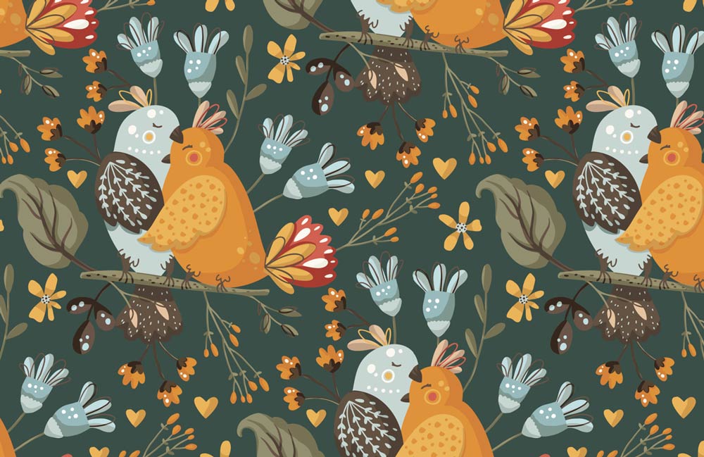 Whimsical Forest Animals Pattern Mural Wallpaper